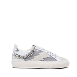 Sneakers in pelle e scamosciato ghiaccio con strass.