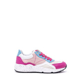 Sneakers in pelle fuxia/beige/marino.