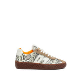 Sneakers in stampa pitonata e camoscio.