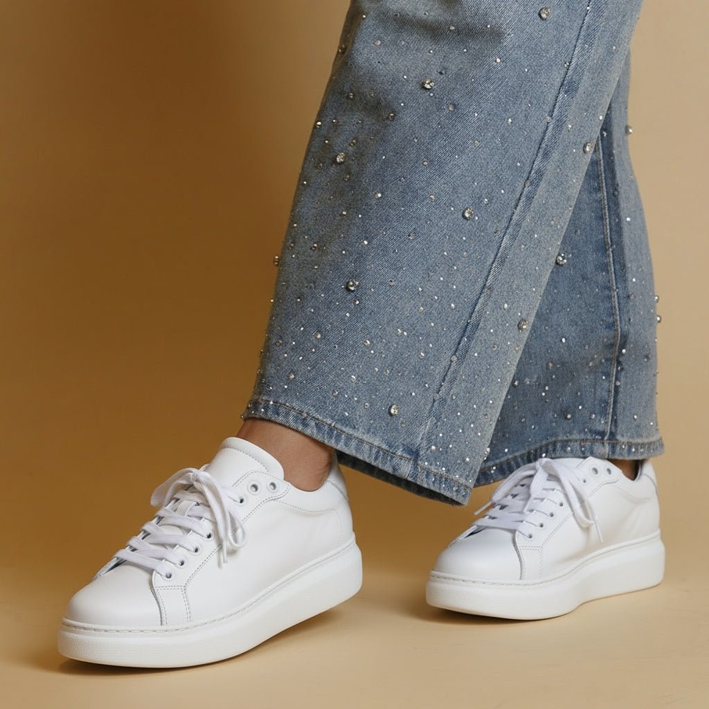 Sneakers in vitello bianco fondo volume. - TreemmeCreazioni