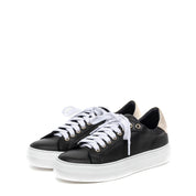 Sneakers in vitello nero con profili platino - TreemmeCreazioni