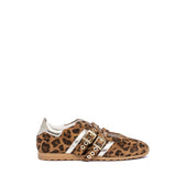 Sneakers Mary Jane in camoscio leopardato cuoio