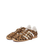 Sneakers Mary Jane in camoscio leopardato cuoio - TreemmeCreazioni