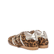 Sneakers Mary Jane in camoscio leopardato cuoio - TreemmeCreazioni