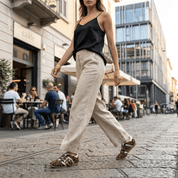 Sneakers Mary Jane in camoscio leopardato cuoio - TreemmeCreazioni