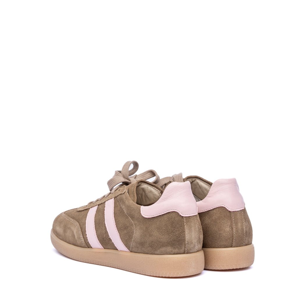 Sneakers uomo in camoscio rasato beige e rosa - TreemmeCreazioni