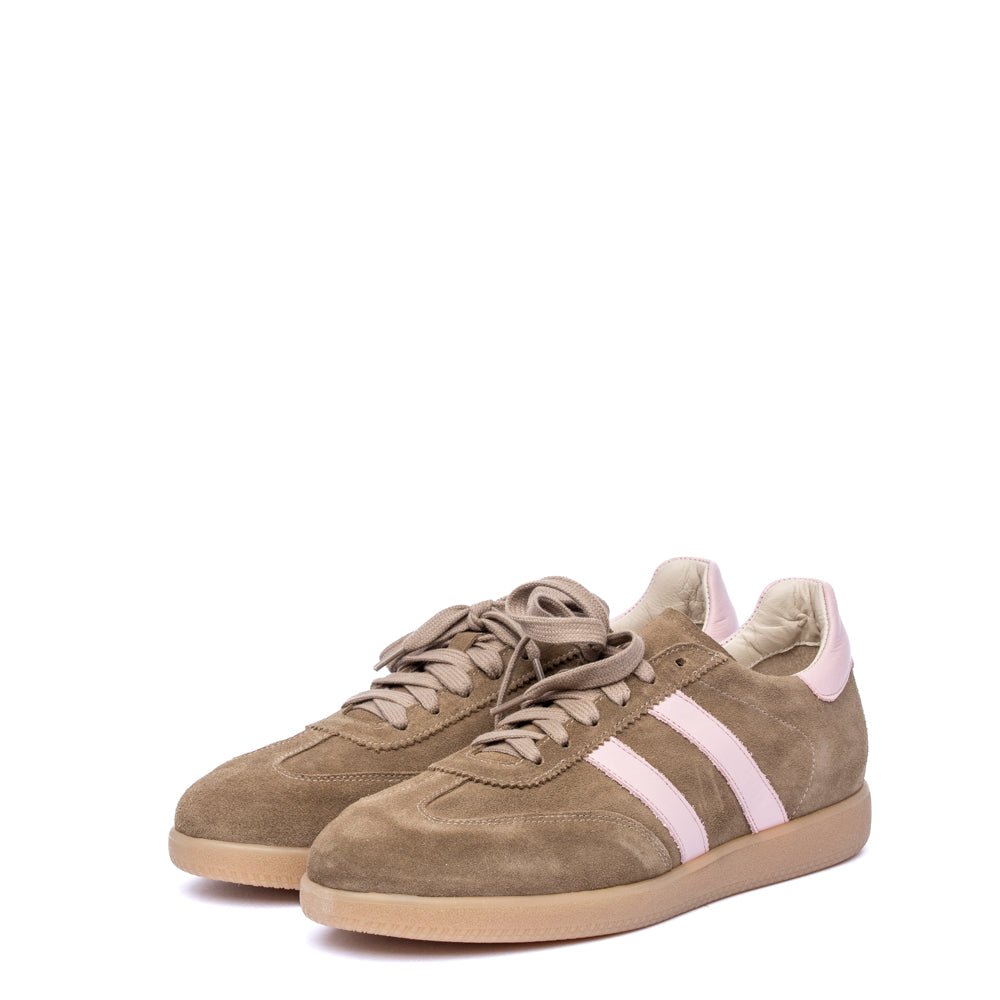 Sneakers uomo in camoscio rasato beige e rosa - TreemmeCreazioni