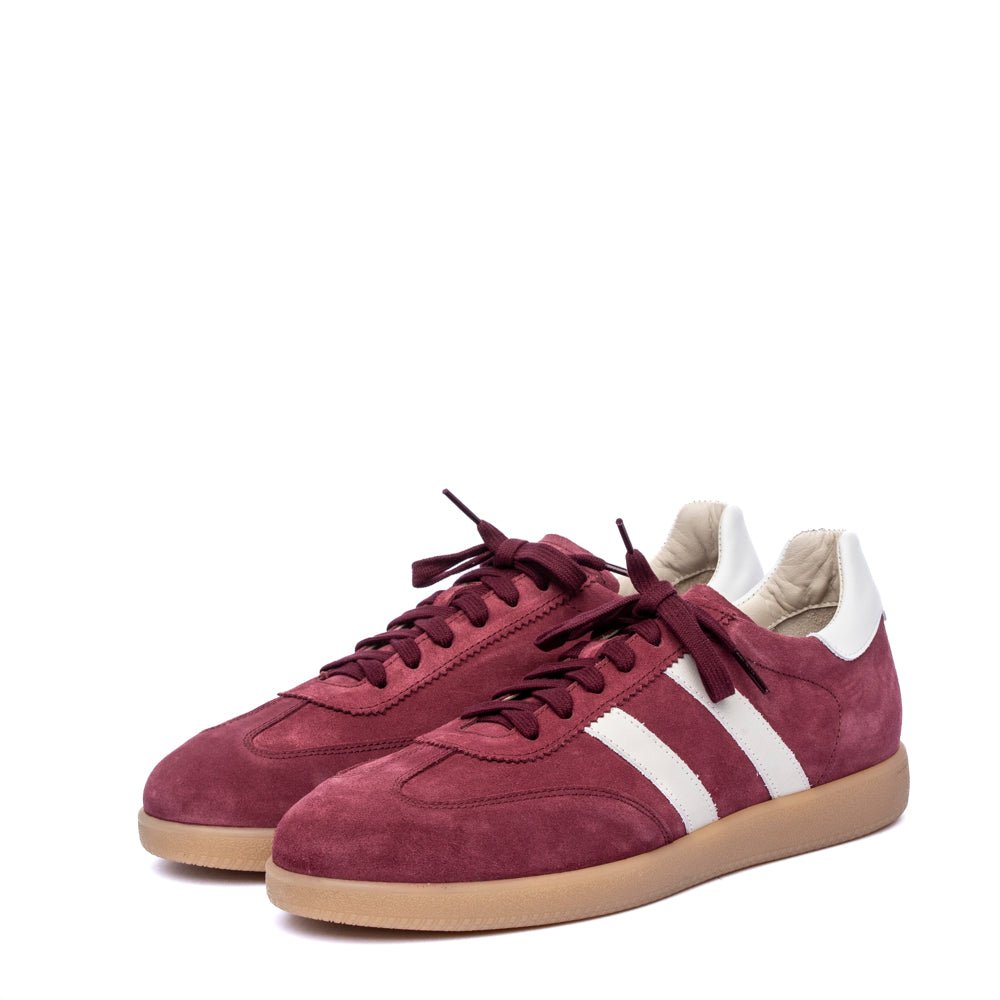 Sneakers uomo in camoscio rasato rosso rubino - TreemmeCreazioni