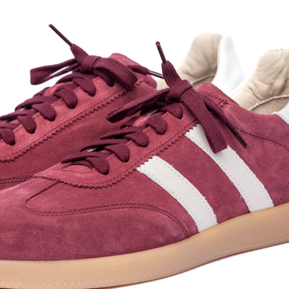 Sneakers uomo in camoscio rasato rosso rubino - TreemmeCreazioni