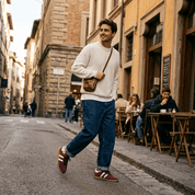 Sneakers uomo in camoscio rasato rosso rubino - TreemmeCreazioni