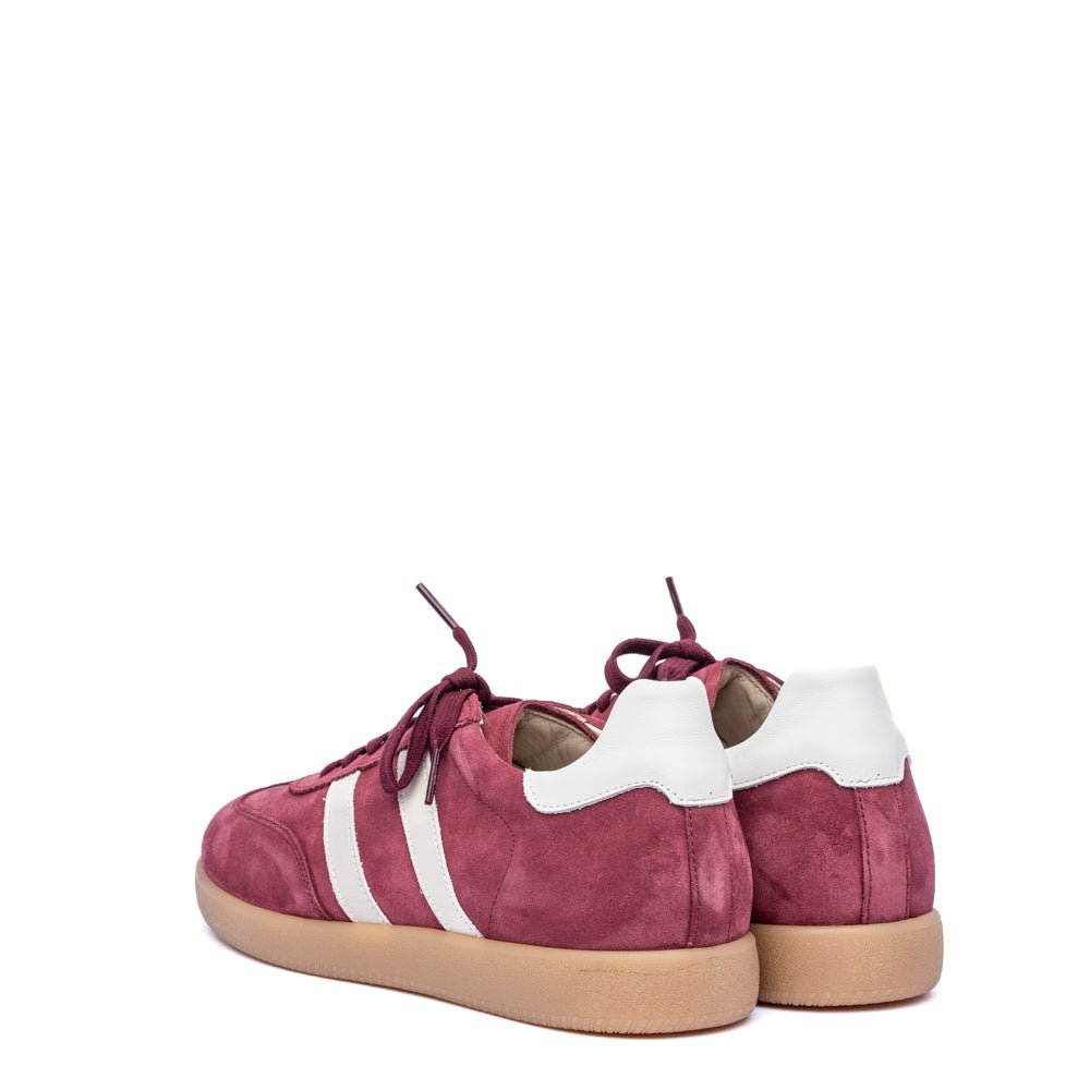 Sneakers uomo in camoscio rasato rosso rubino - TreemmeCreazioni