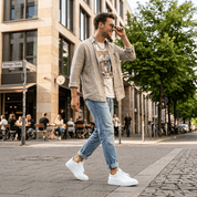 Sneakers uomo in pelle bianca - TreemmeCreazioni