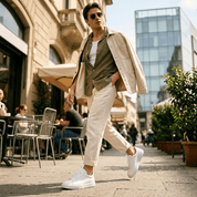 Sneakers uomo in pelle bianca - TreemmeCreazioni