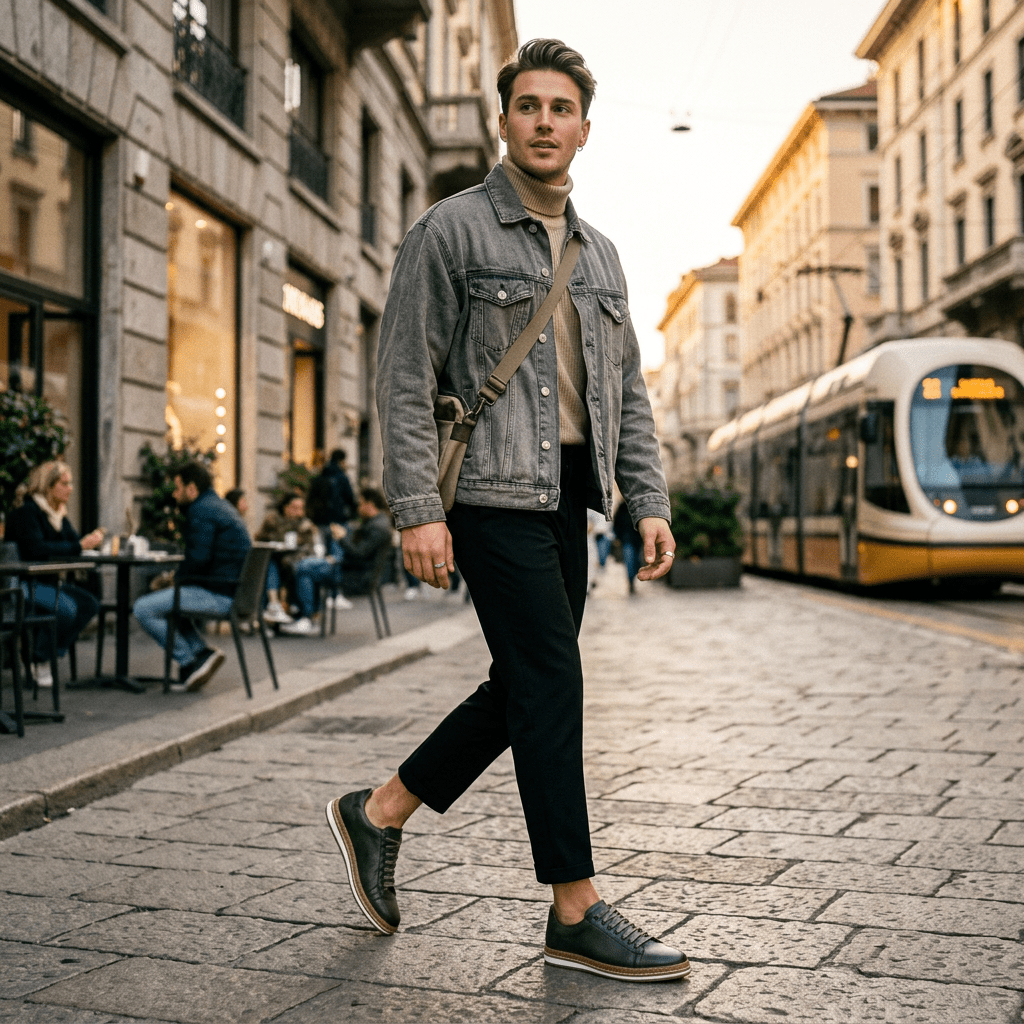 Sneakers uomo in pelle traforata verde bosco - TreemmeCreazioni