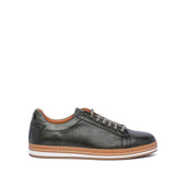 Sneakers uomo in pelle traforata verde bosco