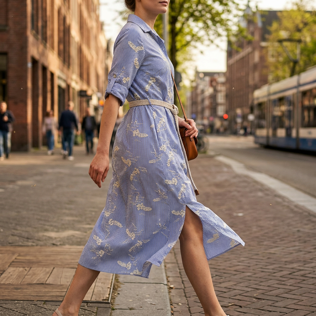 Abito in cotone con fantasia vichy.