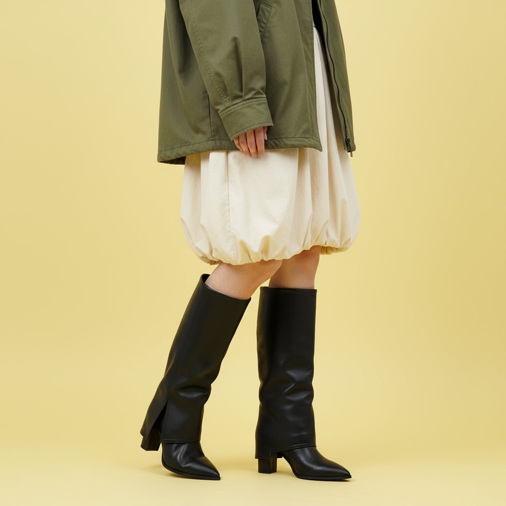 Stivale alto con gambale a tubo e tacco largo. - TreemmeCreazioni