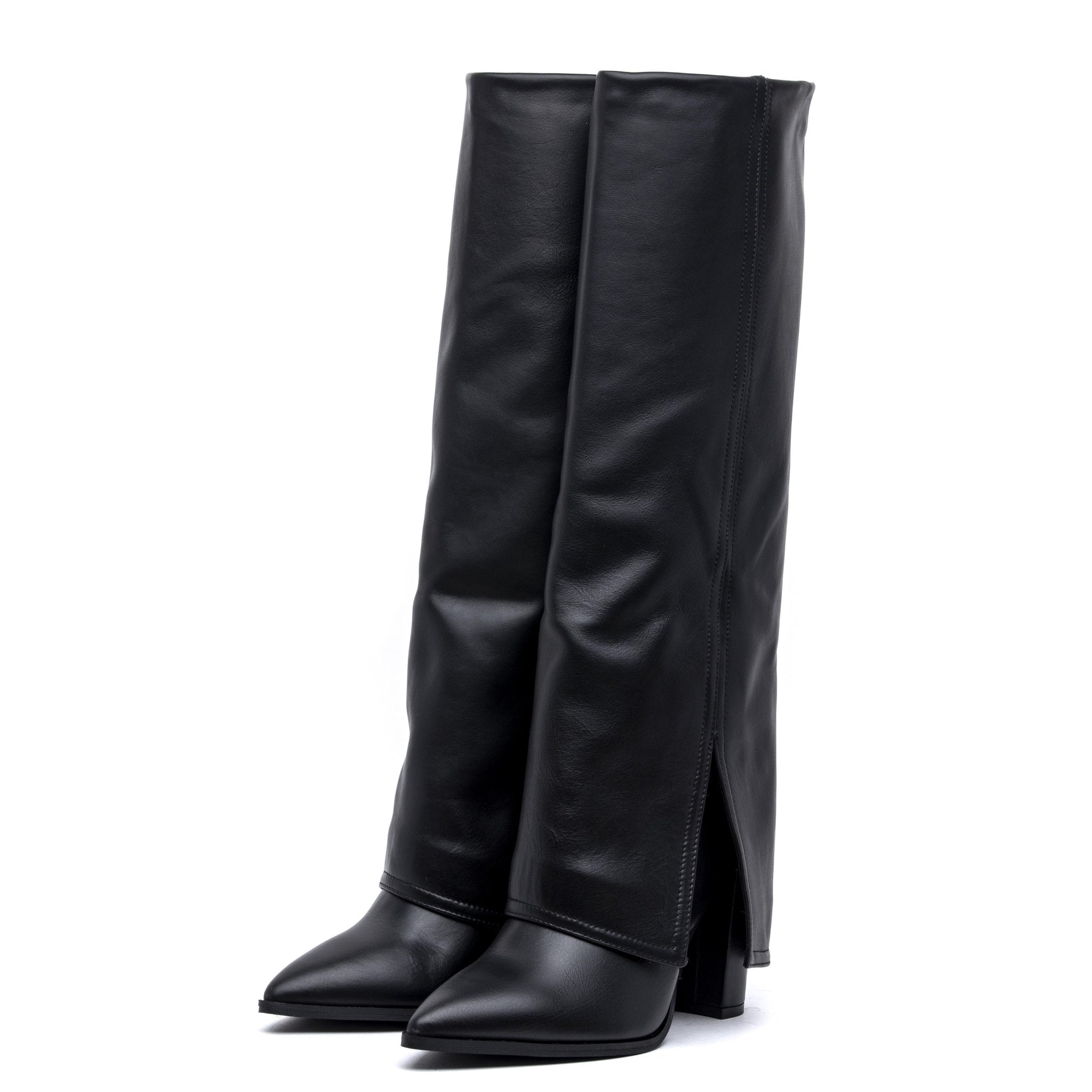 Stivale alto con gambale a tubo e tacco largo. - TreemmeCreazioni