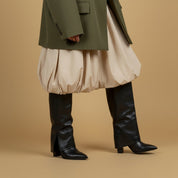 Stivale alto con gambale a tubo e tacco largo. - TreemmeCreazioni