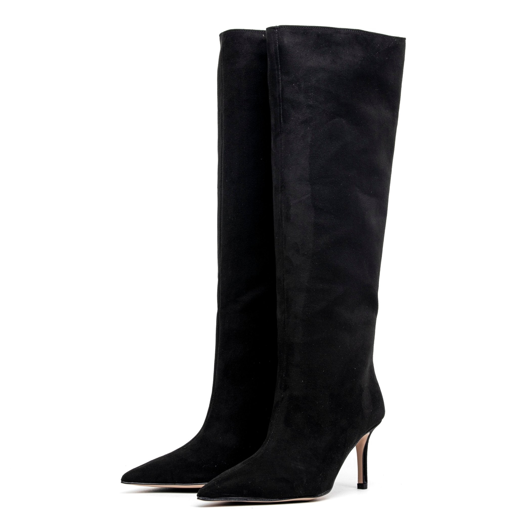 Stivale alto in camoscio con tacco. - TreemmeCreazioni