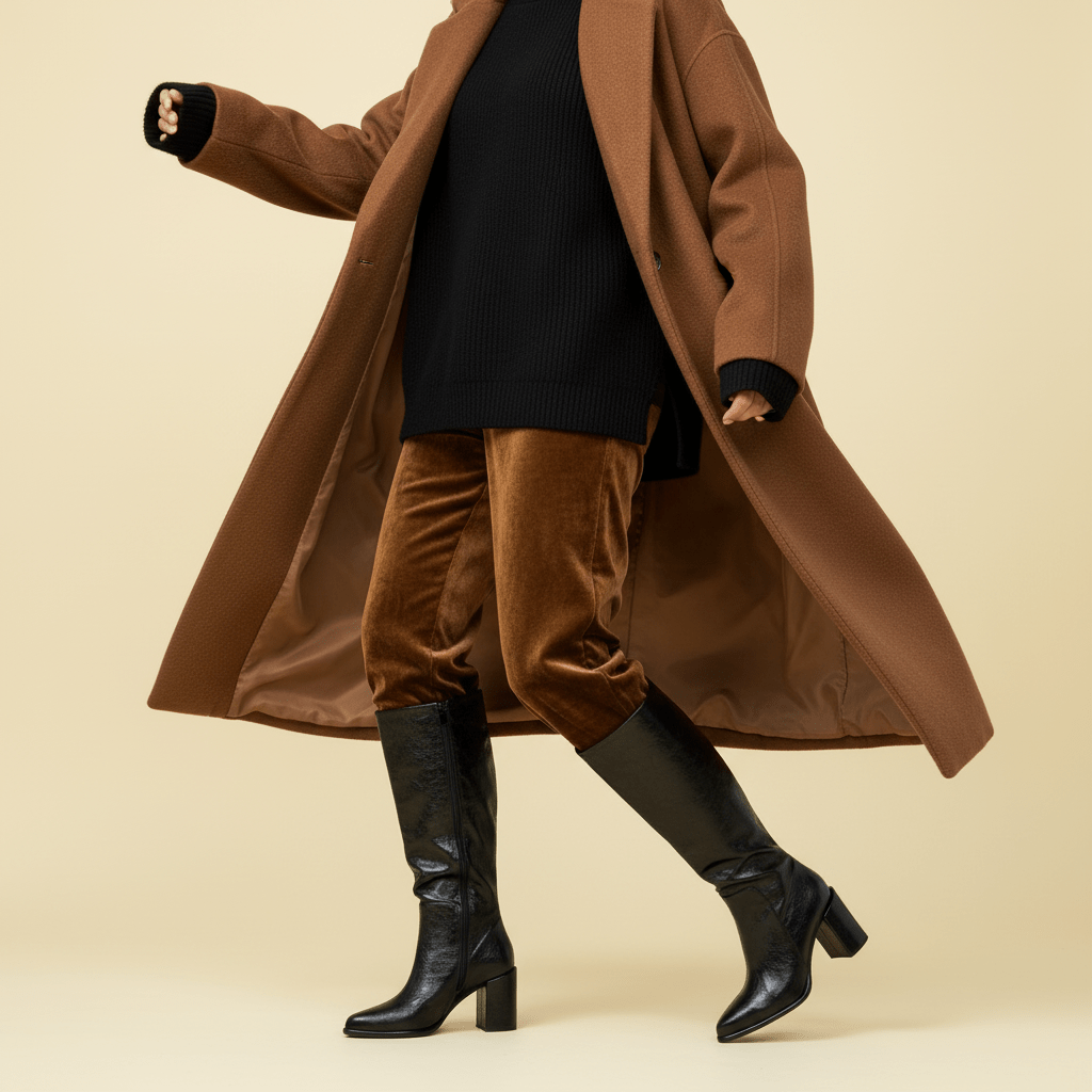 Stivale alto in naplak con tacco largo. - TreemmeCreazioni