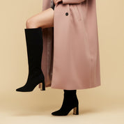 Stivale alto in pelle scamosciata con tacco. - TreemmeCreazioni