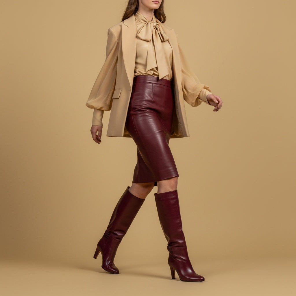 Stivale alto in vitello con gambale a tubo. - TreemmeCreazioni