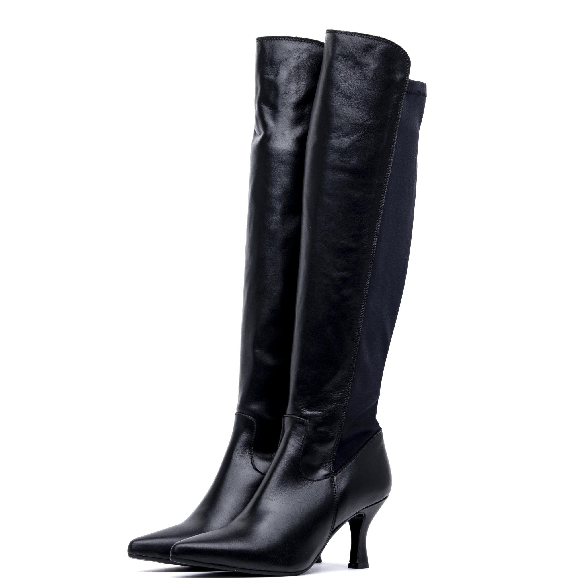 Stivale alto in vitello e gambale elasticizzato. - TreemmeCreazioni