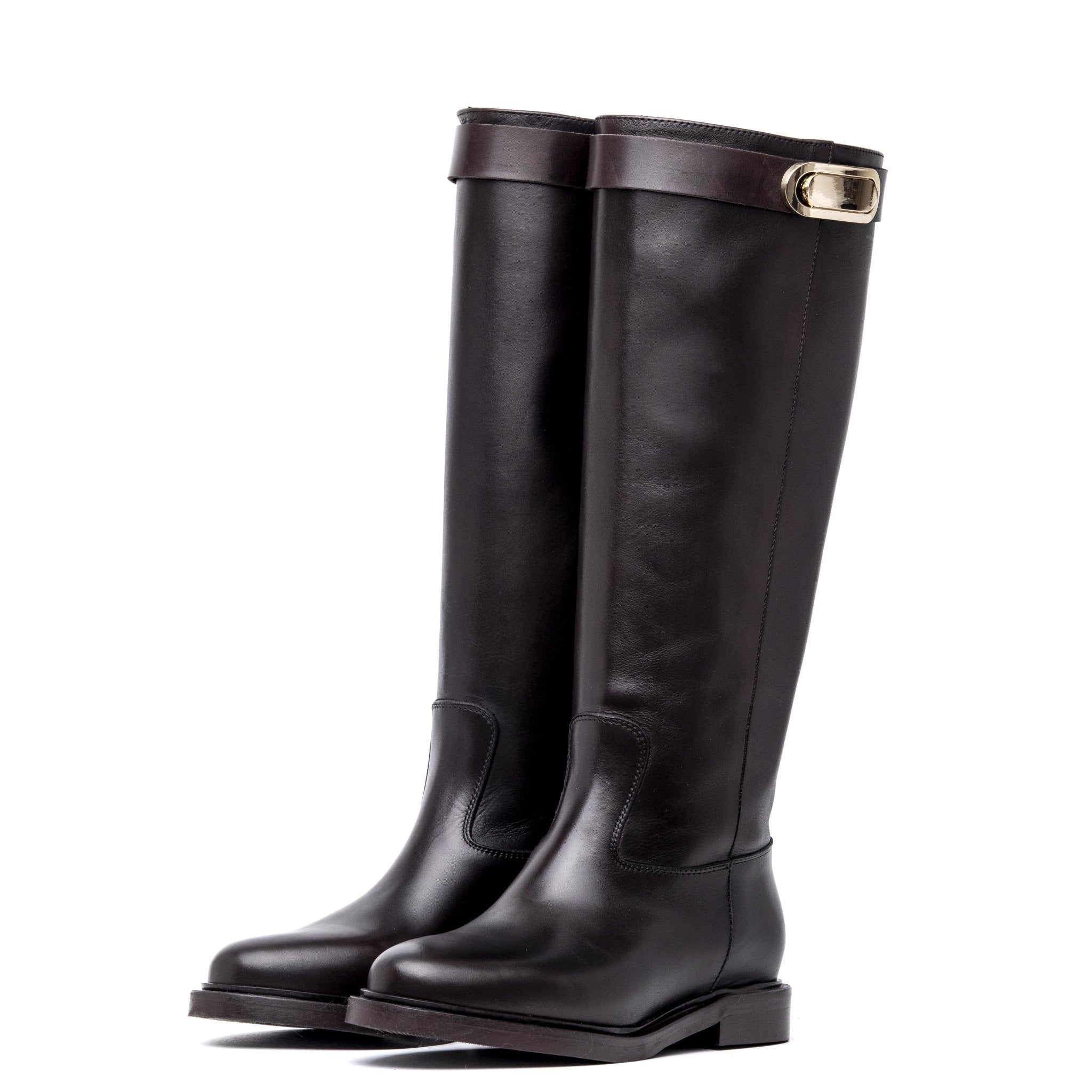 Stivale cavallerizzo in vitello marrone cioccolato. - TreemmeCreazioni