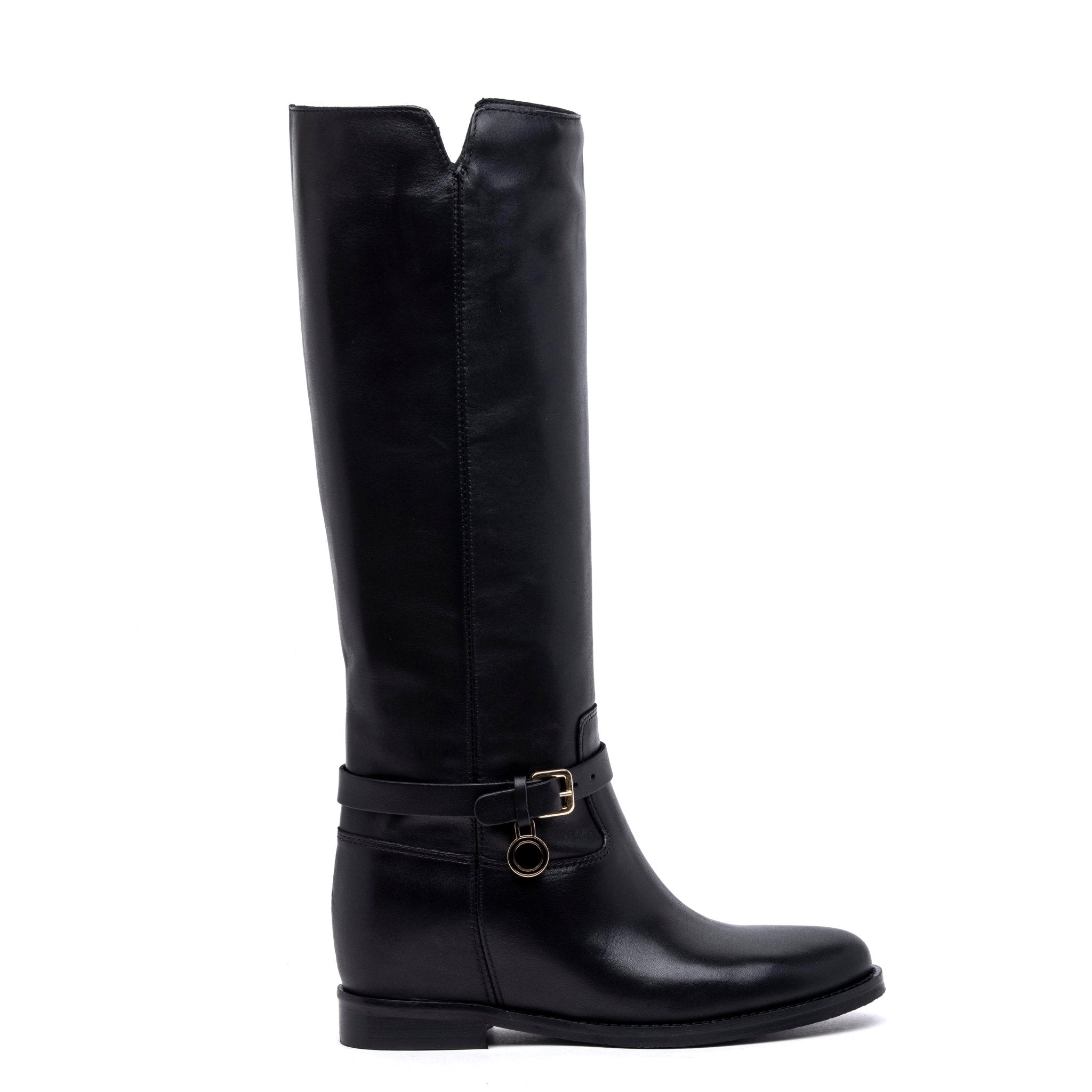 Stivale cavallerizzo in vitello nero con rialzo. - TreemmeCreazioni