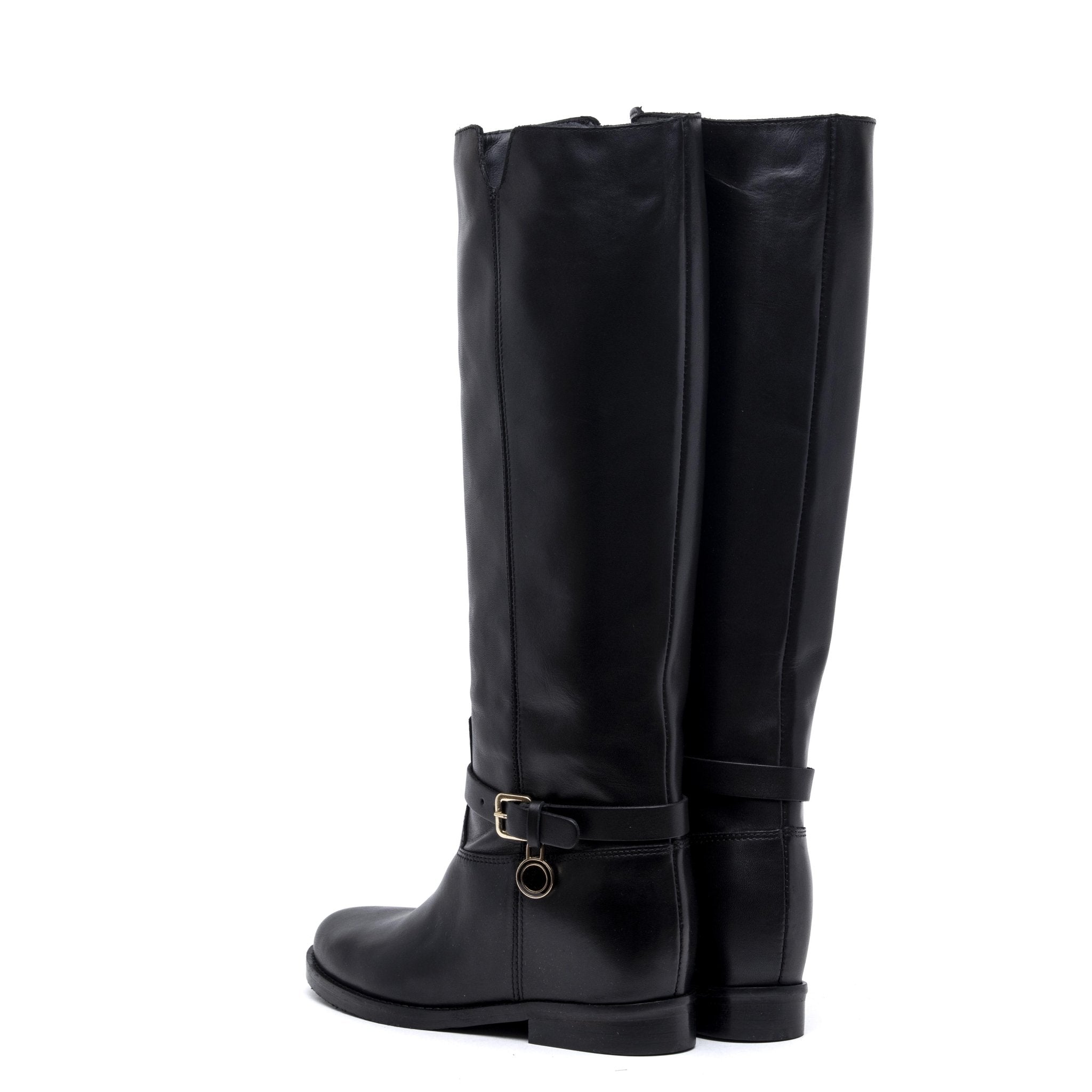 Stivale cavallerizzo in vitello nero con rialzo. - TreemmeCreazioni