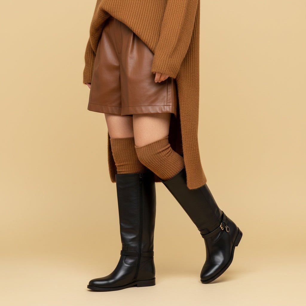 Stivale cavallerizzo in vitello nero con rialzo. - TreemmeCreazioni