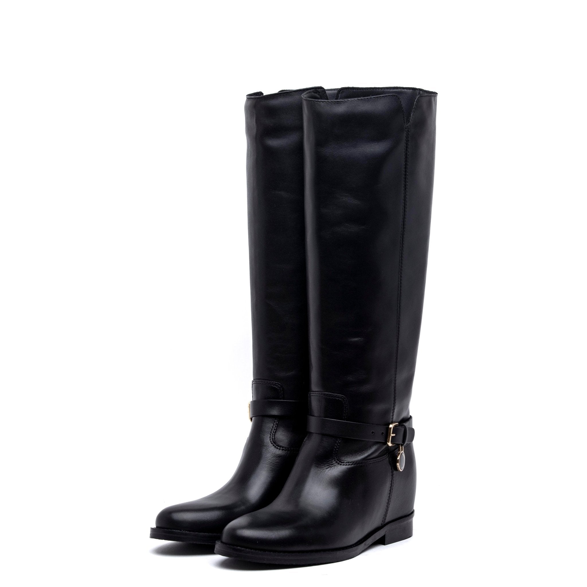 Stivale cavallerizzo in vitello nero con rialzo. - TreemmeCreazioni