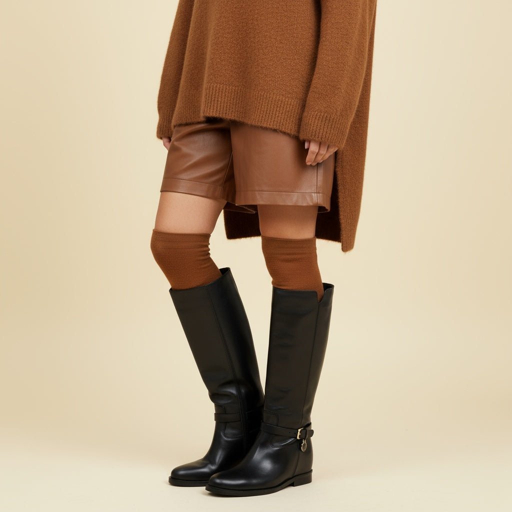 Stivale cavallerizzo in vitello nero con rialzo. - TreemmeCreazioni