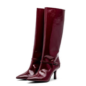 Stivale con tacco in naplak rosso rubino. - TreemmeCreazioni