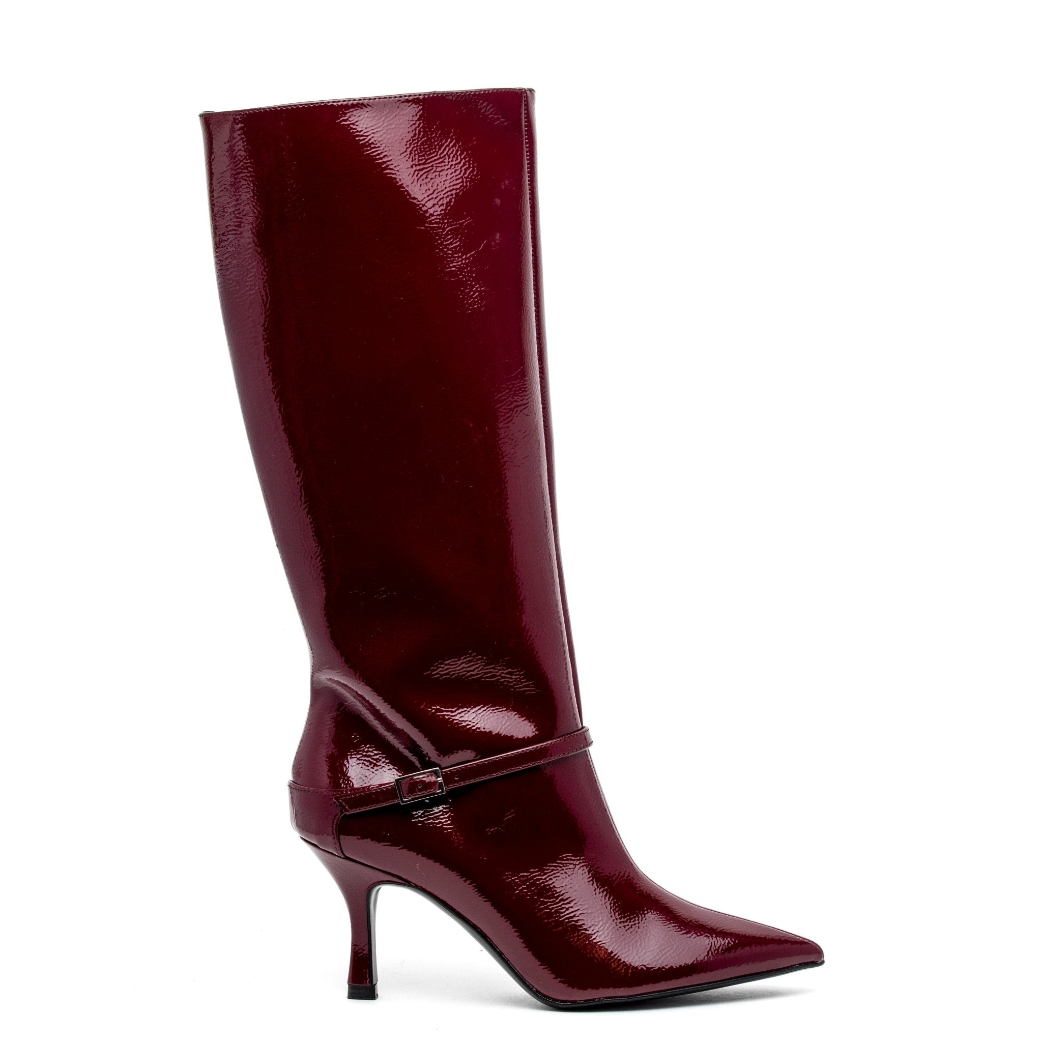 Stivale con tacco in naplak rosso rubino. - TreemmeCreazioni