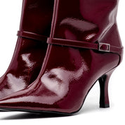 Stivale con tacco in naplak rosso rubino. - TreemmeCreazioni