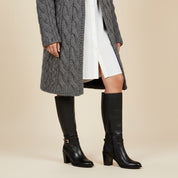 Stivale in pelle nero con tacco largo. - TreemmeCreazioni