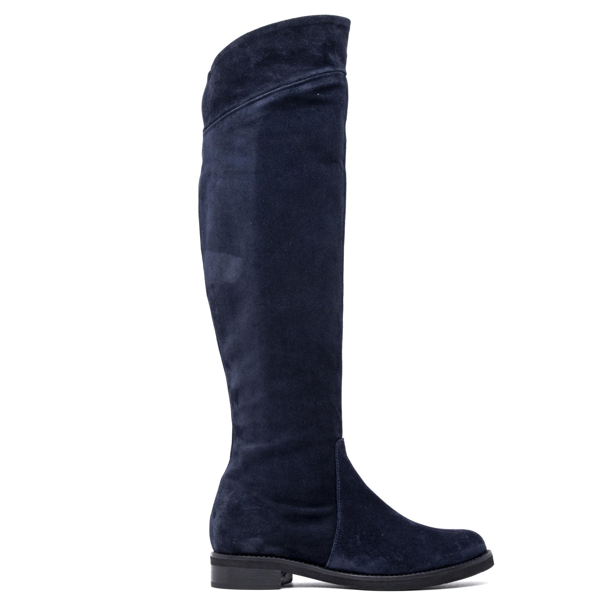 Stivale sopra ginocchio in camoscio blu. - TreemmeCreazioni