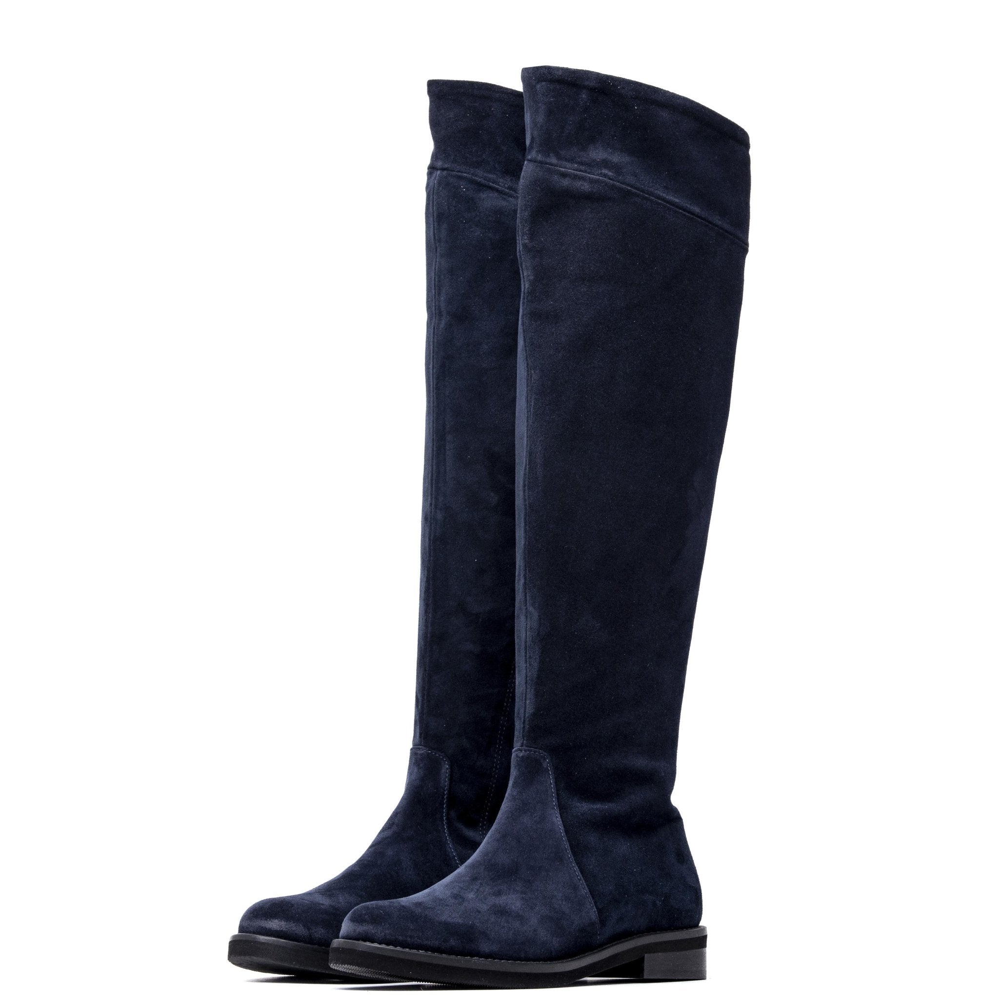 Stivale sopra ginocchio in camoscio blu. - TreemmeCreazioni