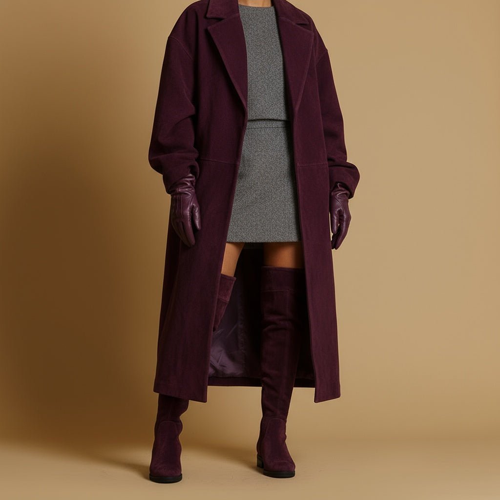 Stivale sopra ginocchio in camoscio bordeaux. - TreemmeCreazioni