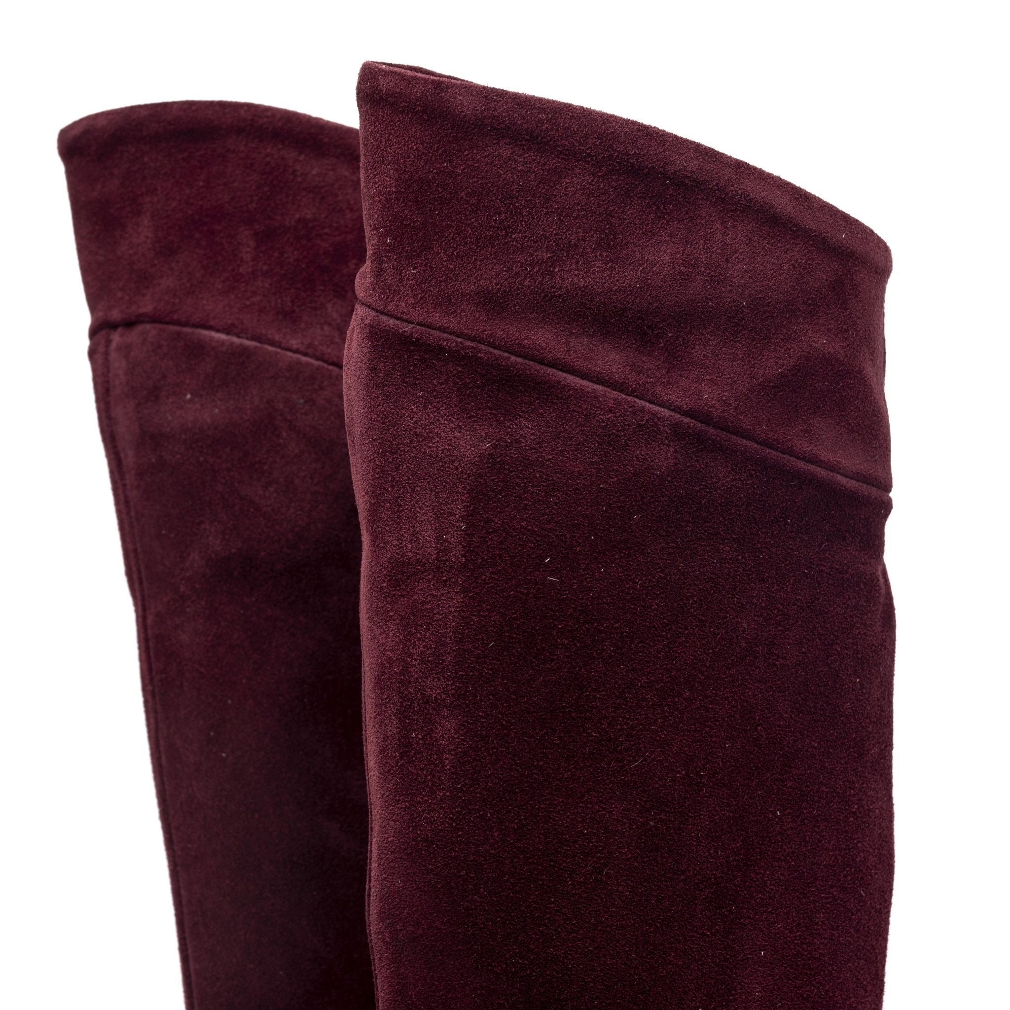 Stivale sopra ginocchio in camoscio bordeaux. - TreemmeCreazioni