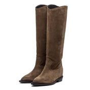 Stivale texano in camoscio velour nocciola. - TreemmeCreazioni