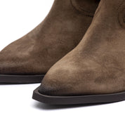 Stivale texano in camoscio velour nocciola. - TreemmeCreazioni