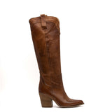 Stivale texano in pelle lavata caramel.