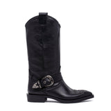 Stivale texano in pelle nera.