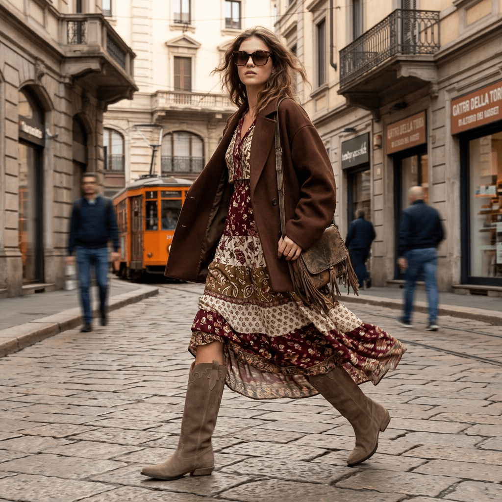 Stivale texano in pelle scamosciata taupe. - TreemmeCreazioni
