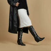 Stivale texano in vitello bicolore bianco/nero. - TreemmeCreazioni