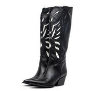 Stivale texano in vitello bicolore bianco/nero. - TreemmeCreazioni