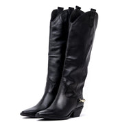 Stivale texano in vitello nero con accessorio - TreemmeCreazioni